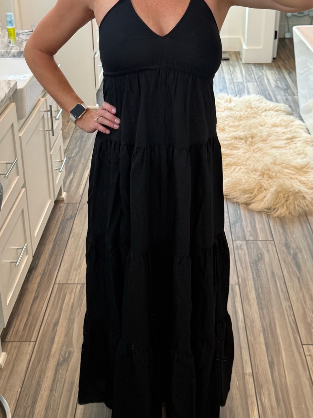 Express Black Halter Tiered Maxi Dress